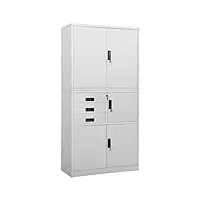 toshilian armoire de bureau métallique, caisson de bureau armoire de classement meuble de rangement armoire de bureau gris clair 90x40x180 cm acier