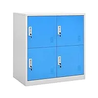 toshilian armoire de bureau métallique, caisson de bureau armoire de classement meuble de rangement armoire à casiers gris clair et bleu 90x45x92,5 cm acier