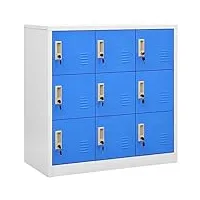 toshilian armoire de bureau métallique, caisson de bureau armoire de classement meuble de rangement armoire à casiers gris clair et bleu 90x45x92,5 cm acier