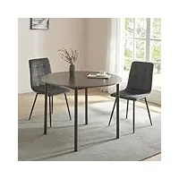 [en.casa] table de salle à manger avec plateau rond table à manger Élégante pour salon cuisine bureau mdf acier 100 x 75 cm gris effet chêne noir