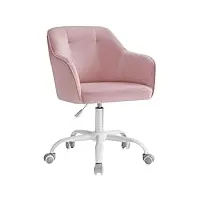 songmics chaise de bureau, fauteuil ergonomique, siège pivotant, réglable en hauteur, capacité 110 kg, cadre en acier, tissu velours respirant, pour bureau, chambre, rose bonbon obg019p02