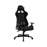 woltu fauteuil gaming, chaise gaming respirant en tissu, fauteuil de bureau, chaise ergonomique, avec appui-tête, coussin lombaire, fonction d'inclinaison, dossier et hauteur réglable,gris, bs140gr