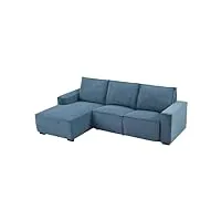 vente-unique - canapé d'angle gauche relax électrique en tissu cotelé bleu amelio