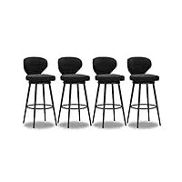 tabourets de bar pivotants lot de 4– tabourets de bar modernes en velours avec dossier bas, chaise de bar avec base en métal noir, tabourets de cuisine pour comptoir de cuisine, hauteur 75 cm, noir