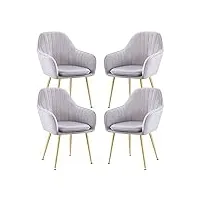geironv chaise de cuisine ensemble de 4, 52 × 46 × 85cm pour salon appartement appartement chaise de maquillage ajustable fauteuil de pieds anti-slips ajustables cuisine (color : light gray)