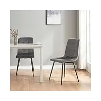 [en.casa] lot de 2 chaises de salle à manger ensemble de 2 chaises matelassées set de 2 chaises confortables pieds arrondis acier polyester 89 x 44 x 45 cm gris foncé noir