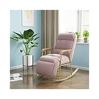 fauteuil à bascule moderne du milieu du siècle pour la maison, le salon, la chambre à coucher, fauteuil inclinable capitonné en métal, fauteuil complet pour le salon (couleur : rose, taille : 86