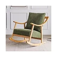 fauteuil à bascule en tissu du milieu du siècle avec siège rembourré et assise ottomane, base en bois, chaise d'appoint en lin pour salon, fauteuil moderne du milieu du siècle pour créer des lien