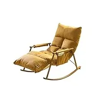fauteuil à bascule en tissu technologique fauteuil capitonné moderne du milieu du siècle fauteuil à bascule avec dossier haut et petit fauteuil d'appoint confortable (couleur : gris foncé + or ta