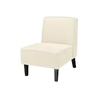costway fauteuil de salon 1 place avec pieds en bois d'hévéa, fauteuil d’appoint en tissu de lin respirant, chaise de loisirs rembourrée, pour chambre, bureau, charge 150 kg, 73 x 61 x 80 cm, beige