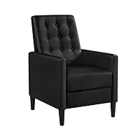 abician fauteuil de relaxation chaise de détente ergonomique avec dossier réglable, repose-pied, assise Épaisse, pour salon chambre bureau noir/similicuir