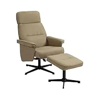 homcom fauteuil relax inclinable 135° fauteuil de relaxation avec repose-pied siège pivotant 360° assise rembourée, beige