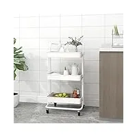 tekeet trolleys-desserte de cuisine à 3 étages en fer et abs blanc 42 x 35 x 85 cm