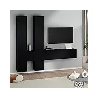 talcus meuble tv mural en bois d'ingénierie noir