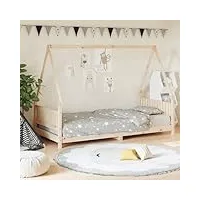 prissent cadre de lit pour enfants 90 x 190 cm en bois massif de pin, lit simple, simple, structure de lit, lit bas, pour enfants, cadre de lit
