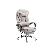 fauteuil de bureau chaise de bureau à domicile en tissu de mode moderne, chaise pivotante inclinable, chaise ergonomique avec repose-pieds et accoudoirs chaise de bureau (color : white)
