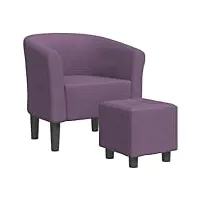 vidaxl fauteuil cabriolet avec repose-pied violet tissu