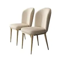 liyahead lot de 2 chaises de salle à manger en simili cuir, chaise de cuisine rembourrée avec pieds en acier, siège en éponge épaisse, coussinets antidérapants, chaise de loisirs moderne, beige