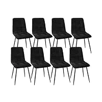 fruogo lot de 8 chaises salle manger chaise de cuisine rembourrée avec dossier haut, chaise scandinaves chaise rembourrée avec assise en lin, pieds métalliques