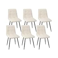 fruogo lot de 6 chaises salle manger chaise de cuisine rembourrée avec dossier haut, chaise scandinaves chaise rembourrée avec assise en lin, pieds métalliques