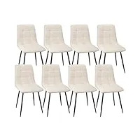 fruogo lot de 8 chaises salle manger chaise de cuisine rembourrée avec dossier haut, chaise scandinaves chaise rembourrée avec assise en lin, pieds métalliques