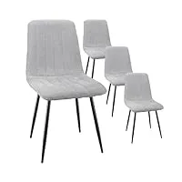 fruogo lot de 4 chaises salle manger chaise de cuisine rembourrée avec dossier haut, chaise scandinaves chaise rembourrée avec assise en lin, pieds métalliques