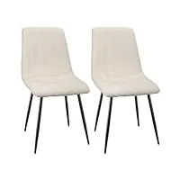 fruogo lot de 2 chaises salle manger chaise de cuisine rembourrée avec dossier haut, chaise scandinaves chaise rembourrée avec assise en lin, pieds métalliques