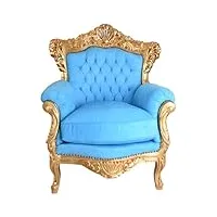 palazzo cat580a08 thron fauteuil baroque rembourré xxl doré/bleu 84 cm
