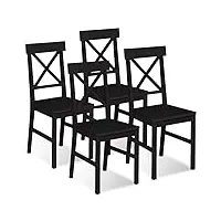 idmarket - lot de 4 chaises de cuisine avec croisillons suzanne bois noir