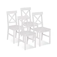 idmarket - lot de 4 chaises de cuisine avec croisillons suzanne bois blanc