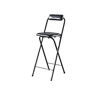 tabouret de bar pliant chaise, 65cm/70cm/75cm chaises pliable portables pour déjeuner avec dossier et repose-pieds, tabourets rembourrés à hauteur de comptoir pour adultes cuisine (color : black, si
