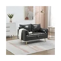 [en.casa] canapé 2 places petit sofa avec compartiment de rangement divan banquette confortable pour salon contreplaqué bois polyuréthane métal 72 x 122 x 65 cm gris mat
