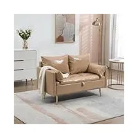 [en.casa] canapé 2 places petit sofa avec compartiment de rangement divan banquette confortable pour salon contreplaqué bois polyuréthane métal 72 x 122 x 65 cm cappuccino