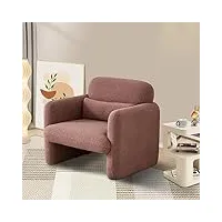 joroburo fauteuil moderne en laine d'agneau avec accoudoirs, canapé simple, canapé de lecture rembourré pour salon, chambre à coucher, bureau (rose)