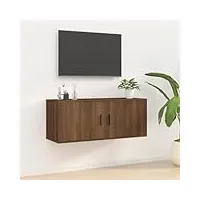 metrile meuble tv suspendu en bois - 100 x 34,5 x 40 cm - marron - aspect chêne