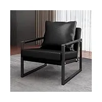 fauteuil d'appoint en cuir moderne, fauteuil inclinable simple en pu simili avec main courante en acier au carbone, canapé de lecture avec coussin rembourré épais, fauteuil de salon pour le salon