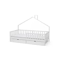 livinity lit de maison lit d'enfant justus blanc 90 x 200 cm avec tiroir & matelas moderne