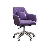chaise de bureau capitonnée réglable en hauteur, chaise d'ordinateur en velours, fauteuil doux et confortable, chaise ergonomique, chaise de travail pivotante, chaise de direction relaxante (violet 6