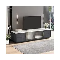 sweiko meuble tv bas gris avec 4 tiroirs avec fonction push-to-open, console multimédia avec gestion des câbles, armoire de rangement pour téléviseur de 70"