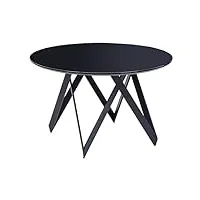 table de salle à manger ronde 120 cm en mdf et métal noir finition brillante oxhill