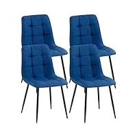 clp lot de 4 chaises de salle ‡ manger antibes tissu i chaise rembourrÈe avec structure mÈtallique i chaise de cuisine, couleur:bleu