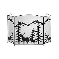 Écran de cheminée en métal en forme d'orignal dans la forêt, cabane de pavillon, décoration de maison de style montagne present