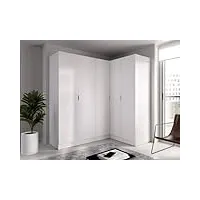 vente-unique - armoire d'angle 5 portes - l173 cm - blanc - listowel