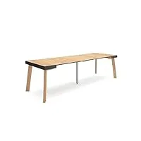 skraut home | table console extensible | console meuble | 260 | pour 12 personnes | pieds en bois | style moderne | chêne
