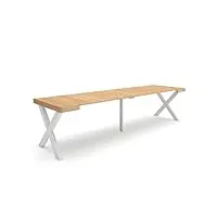 skraut home | table console extensible | console meuble | 300 | pour 14 personnes | pieds bois massif | style moderne | chêne