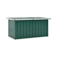 tino tech boîte de rangement en acier galvanisé et plastique - 129 x 67 x 65 cm - vert - pour le jardin - coffre à jouets - coffre polyvalent pour l'extérieur