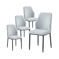 hyqng ensemble de 4 chaises de salle À manger, salle À manger grises, chaises de cuisine en similicuir avec dossier et pieds en métal robustes, chaises modernes pour salon, gris