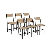 idmarket - lot de 6 chaises de cuisine detroit design industriel