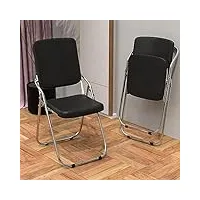 2 pcs chaises pliantes confortable en simili cuir métal chaise camping pliante chaise pliable avec rembourrage dossier chaises de salle à manger, fauteuil jardin exterieur noir chaise cuisine salon