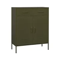 dcraf armoires et stockage,armoires de rangement et casiers,armoire de rangement vert olive 80x35x101,5 cm acier